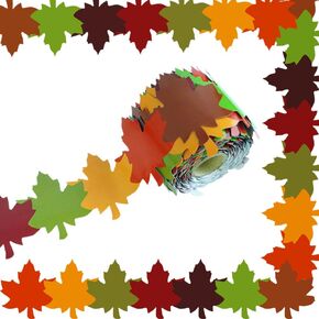 65 Ft Fall Bulletin Board Borders Maple Leaves Shape Die-Cut Bulletin Board Strips Colorful Autumn Leaf Rolled Bulletin Board Trim for Fall Harvest Thanksgiving Classroom Office Decor
