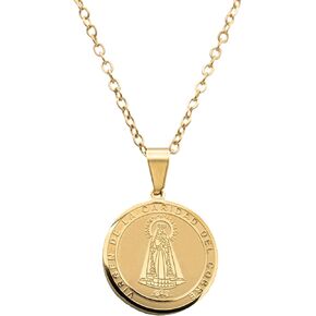 Catholic Town stainless steel Virgen de la Caridad del Cobre Medal Necklace (Available in Gold and Silver colors)