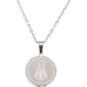 Catholic Town stainless steel Virgen de la Caridad del Cobre Medal Necklace (Available in Gold and Silver colors)