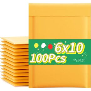 bubble mailers 6x10100 Pack Usable Size 6x9in,bubble envelopes 6x9 yellow Self Seal Strong Adhesive Shipping Bags, Cushioning Padded Envelopes for Shipping, Mailing,Small Business Supplies.