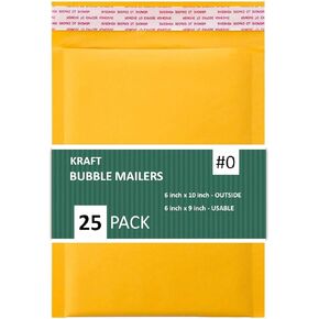 #0 6X10 Kraft Bubble Mailers Padded Shipping Envelopes Self Seal Pack of 25 Gold