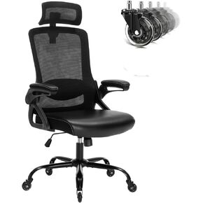 Ergonomic Office Chair, Desk Chair with Adjustable Lumbar Support, High Back Mesh Chair with Blade Wheels, Executive Chair for Home Office