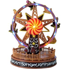 9" H Christmas Ferris Wheel with LED Lights, Christmas Animated Decoration, Accompanied by Cheerful Christmas Music,Creates Festive Atmosphere (Colorful