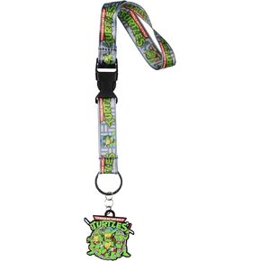 Nickelodeon Teenage Mutant Ninja Turtles Cartoon Wristlet Strap Lanyard for Keys with 2" Rubber Keychain | Hand and Wrist Lanyard Strap ID Badge Holder