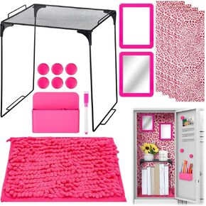Pinkunn 16 Pieces Locker Organizer Accessories Kit Wallpaper Magnetic Whiteboard Magnets Mirror Dry Eraser Marker Rug Magnetic Storage Cup Organizing Shelf for people Back to School Essentials(Purple)