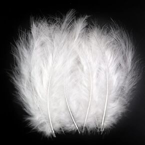 50pcs 4-6 Inches Fluffy White Turkey Marabou Feathers for Crafts Colored Feathers Accessories Pack