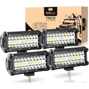 boslla 7 inch LED Light Bar, 240W 24000LM LED Fog Lights Off Road Lights, Spot & Flood Combo Beam Led Driving Lights, Waterproof LED Lights for Car Truck ATV UTV Boat (4pcs)