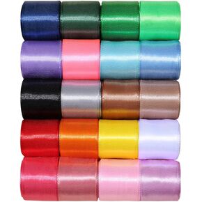 1-1/2 inch 20 Colors Satin Ribbon Set, 1.5" X2Yd x 20Rolls Ribbons for Gift Wrapping, Wedding Party Decoration, Invitations, Bridal Bouquets, Total 40 Yards