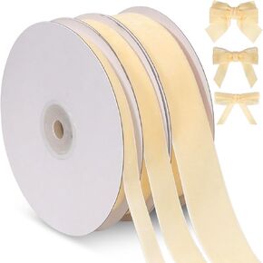 Lavender Velvet Ribbon, Velvet Christmas Ribbon Light Purple, Vintage Velvet Ribbon Set for Christmas Tree Ornaments, Gift Wrapping, 3 Rolls 3/8, 5/8, 1 inch Wide, 30 Yards Totally Fabric Craft Ribbon