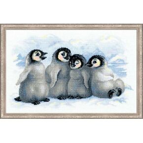 RIOLIS - Funny Penguins 1323, Cross Stitch Kits 15.75"x9.75", Cross Stitch Kits for Beginners & Advanced, Crossstitching Kits Adult, Counted Stitching Kits, Embroidery Kit