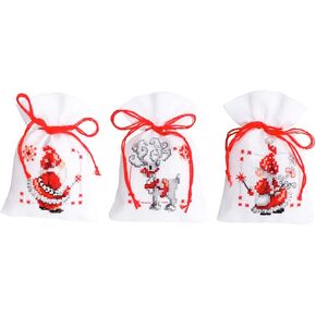 Vervaco Bag kit Christmas Elves, Set of 3