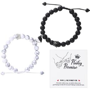 Pinky Promise Matching Bracelets for Couples Long Distance Relationship Gifts for Women Men