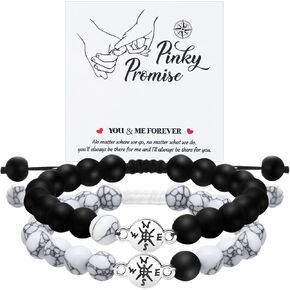 Pinky Promise Matching Bracelets for Couples Long Distance Relationship Gifts for Women Men