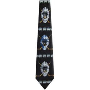 HO-201 - Black - Gray - Gold - Mens Hockey Mask Necktie