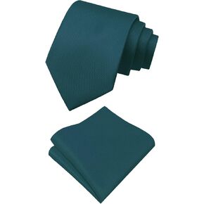 Mantieqingway Mens Tie Set with Handkerchiefs, Solid Color Ties for Men with Pocket Square Set for Wedding, Business, Party