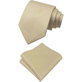 Mantieqingway Mens Tie Set with Handkerchiefs, Solid Color Ties for Men with Pocket Square Set for Wedding, Business, Party