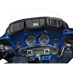 KEMIMOTO Touring Windshield Bags, Batwing Fairing Pouches Compatible with 1996 1997 1998-2013 Touring Street Glide Electra Glide FLHX FLH, 3 Pouches Pocket