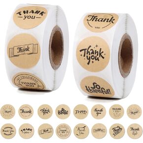 Slycgike 1000 Pcs Thank You Stickers 1inch Thank You Label Stickers for Envelope Seals, Wedding, Birthday, Small Business