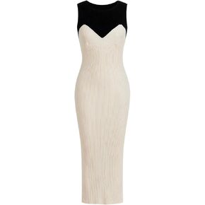 Verdusa Women's Fall Dress Sweater Dress Midi Dress Color Block Knit Bodycon Dress Prom Long Pencil Dress in Kuwait