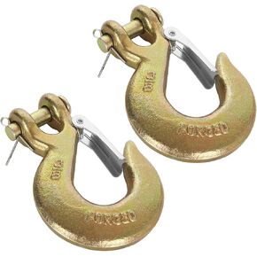 2PCS 3/8 Inch Clevis Slip Hook with Safety Latch, G70 Forged Steel Clevis Slip Hook for Trailer, Heavy Duty Safety Chain Hooks for Deck Hauler Receiver Hitches Trailer,18,000lbs Capacity