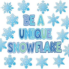 TaoBary 70 Pcs Snowflake Bulletin Board Cutouts Set Winter Christmas Snowflake Snowman Penguins Hot Cocoa Accent Cut Outs Classroom Decoration for School Home Door Wall