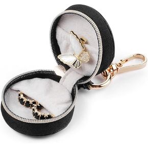 CASEGRACE Ring holder Keychain for jewelry,Portable Mini Gym Travel Jewelry Case for Earrings, Rings, Necklaces Man and Women (White)
