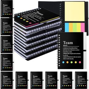 24 Pcs Team Appreciation Gifts Bulk for Employee Inspirational Spiral Notepads with Sticky Notes Motivational Team Notepads for Teacher Nurse Coworker Staff Christmas Gifts(Black)