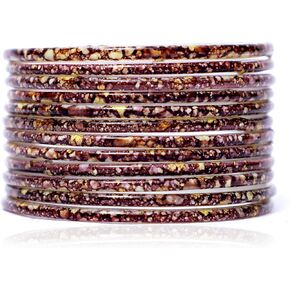 JD'Z COLLECTION Indian Jewelry Bangles For Women,Glass Bangles For Every Ocassions Authentic Handmade Textured Marvel Design,Best For Dailywear Purpose,Set Of 12