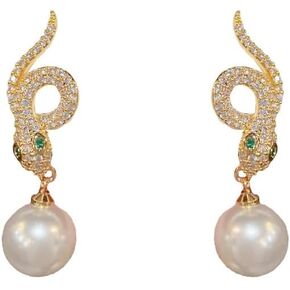 Chinese New Year Dragon Earrings For Women, Glitter Cubic Zirconia Pearl Dangle Expectation A Sense Of Ritual Party Gift Jewelry