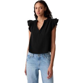 GAP Women's Flutter Sleeve Split Neck Top