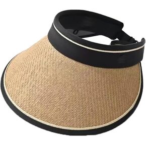 COTIM COYIN Women's Wide Brim Straw Sun Visor with UPF 50+ UV Protection, Beach Visor Sun Hat, Women's Outdoor Sun Protection