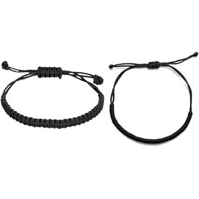 Pingyongchang 2PCS String Bracelets for Women Men Couple Handmade Red Black Buddhist Tibetan Adjustable Woven Rope Bracelet for Protection and Luck Friendship Bracelet