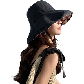 Women Sun Hat Wide Brim Wired Edge Floral Beach Bucket Hats Reversible Foldable Travel