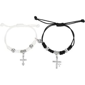 Pingyongchang Couple Matching Bracelets Set, Valentines Long Distance Relationship Gifts Star Y2k Pentagram Bohemian Handmade Braided Adjustable Drawstring Friendship Promise Gift For Women Men