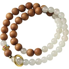Beaded bracelet, sandalwood prayer beads, healing crystal stackable elastic bracelet, adjustable size, suitable for men and women's gifts.comes with a storage box