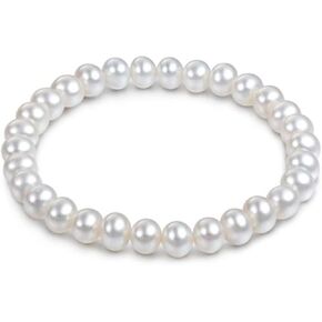Round Imitation Pearl Bracelets Wedding Pearl Bracelets White Pearl Bracelets for Women Brides Bridesmaid Jewelry Gifts（6/8/10mm）