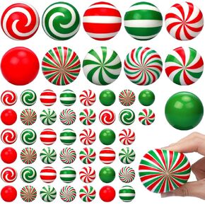 Liliful 55 Pcs Christmas Stress Balls 2.48 Inch Bulk Candy Cane Stress Ball Peppermint Swirl Toys Foam Pu Holiday Stress Relief Toys for Party Favors Stocking Stuffers Gifts Goodie Bag Fillers