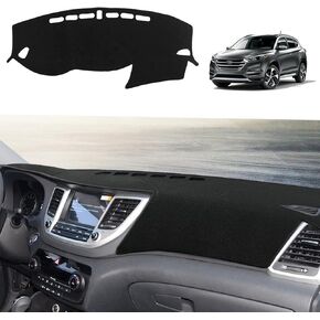 Dashboard Cover Dash Cover Mat Pad Carpet Custom Fit for Hyundai Tucson 2016 2017 2018 Accessories Anti-Skid Center Console Protector Cover Mat(Black Edge)