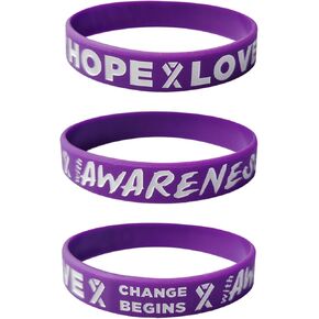 12Pc Cancer Awareness Silicone Wristbands Ribbon Rubber Bracelets Inspirational Wristbands Gifts for Patients Nurses Family