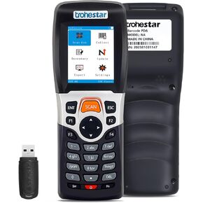 Wireless Barcode Scanner - Handheld Inventory Scanner Data Collector with 2.4GHz RF Transceiver for Warehouse & Bookstore Management (N4-2D-Blue)