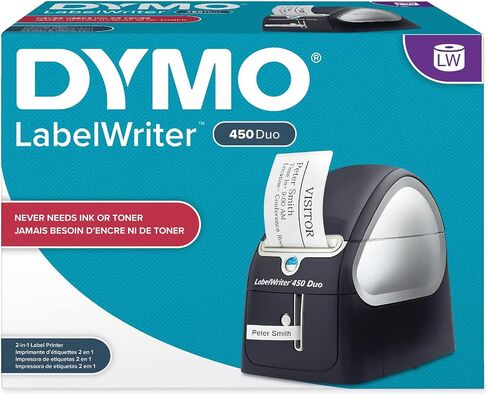 DYMO LabelWriter 450 Duo Thermal Wired Label Printer - USB Connectivity - 71 Labels/min Print Speed, 600 x 300 dpi, 2.4" Label Width, Monochrome (Renewed) in Saudi Arabia