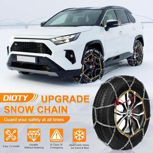 سلاسل الثلج KN120، سلاسل الإطارات السميكة المضادة للانزلاق، لشاحنات التقاط السيارات SUV، سلسلة جر إطارات الطوارئ العالمية، سهلة التركيب، لعرض الإطار 215 225 235 245 مم - مجموعة من 2 in Saudi Arabia
