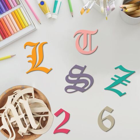 Old English Wooden Letters 4 Inch for Decorations Unfinished Wood Letters and Numbers Small Wooden Letters for Crafts Wall Decor DIY Painting Arts Home Decorations Kids Learning 72Pcs in Saudi Arabia