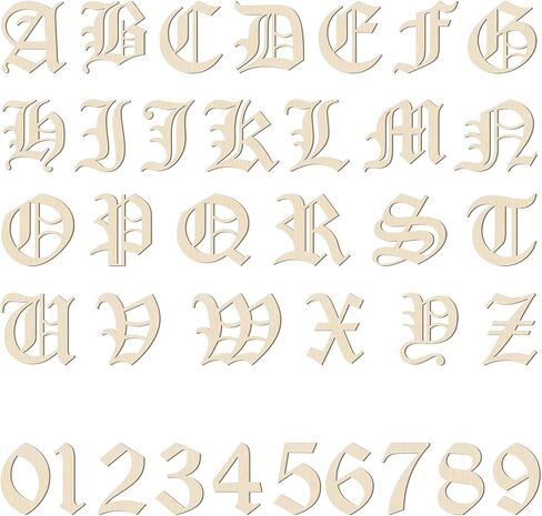 Old English Wooden Letters 4 Inch for Decorations Unfinished Wood Letters and Numbers Small Wooden Letters for Crafts Wall Decor DIY Painting Arts Home Decorations Kids Learning 72Pcs in Saudi Arabia
