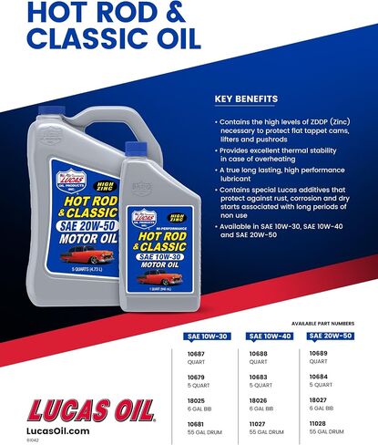 Lucas Oil 10688 Hot Rod and Classic Car SAE 10W-40 Motor Oil - 1 Quart in Saudi Arabia