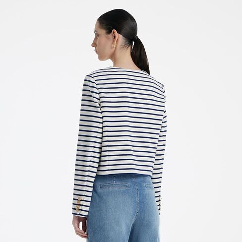 Blazers for Women Striped Crewneck Button Down Lightweight Cropped Jacket for Business Casual Work Interview in Saudi Arabia