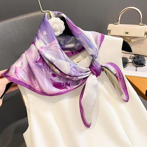 MEISEE 100% Pure Mulberry Silk Scarf 27" Square Scarf Neckerchief Headscarf Breathable Lightweight for Women Gift Packed in Saudi Arabia