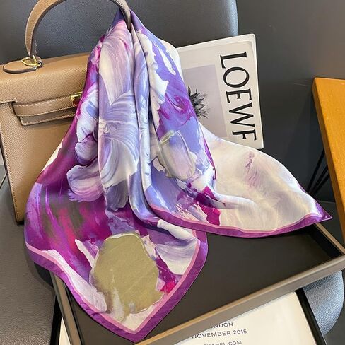MEISEE 100% Pure Mulberry Silk Scarf 27" Square Scarf Neckerchief Headscarf Breathable Lightweight for Women Gift Packed in Saudi Arabia