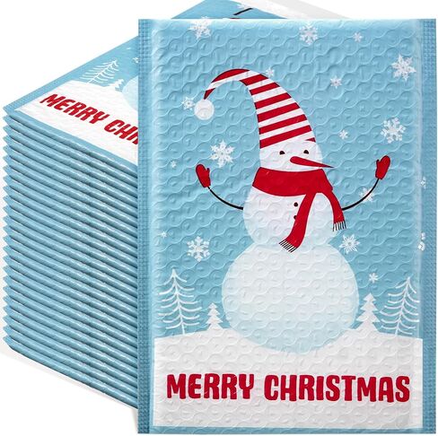 40 Pack Christmas Poly Bubble Mailers 7 x 10 Inch Christmas Padded Envelopes Self Adhesive Retailer Holiday Shipping Bags for School Family Large Christmas Gift(Xmas Snowman) in Saudi Arabia
