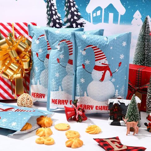 40 Pack Christmas Poly Bubble Mailers 7 x 10 Inch Christmas Padded Envelopes Self Adhesive Retailer Holiday Shipping Bags for School Family Large Christmas Gift(Xmas Snowman) in Saudi Arabia